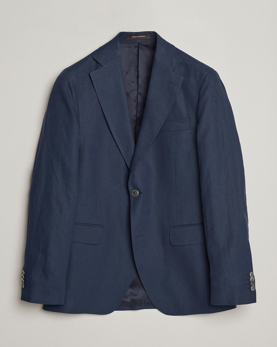 Men | Blazers | Oscar Jacobson | Fogerty Linen Blazer Navy
