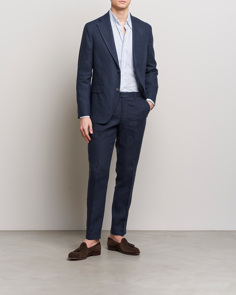 Men | Blazers | Oscar Jacobson | Fogerty Linen Blazer Navy