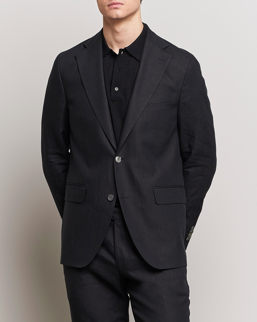 Men | Suit Jackets | Oscar Jacobson | Fogerty Linen Blazer Black