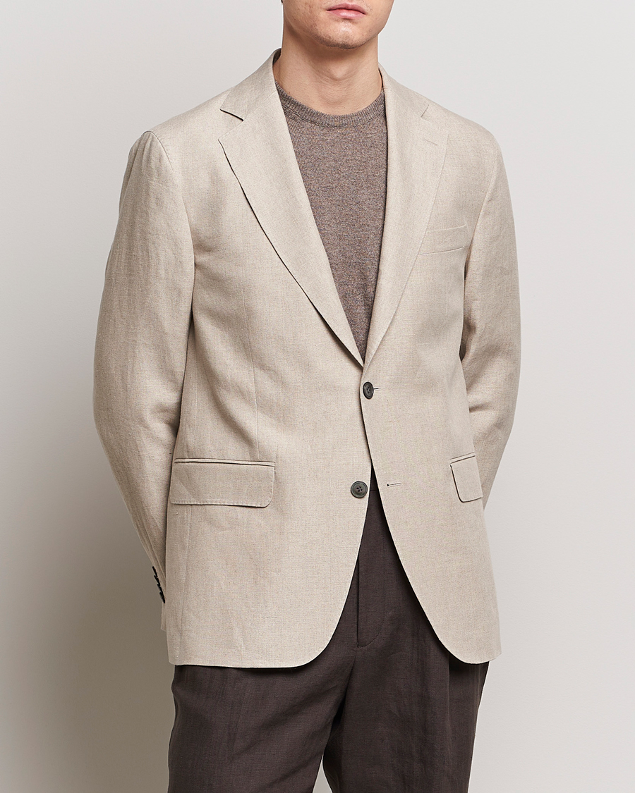 Men | Suit Jackets | Oscar Jacobson | Fogerty Linen Blazer Beige