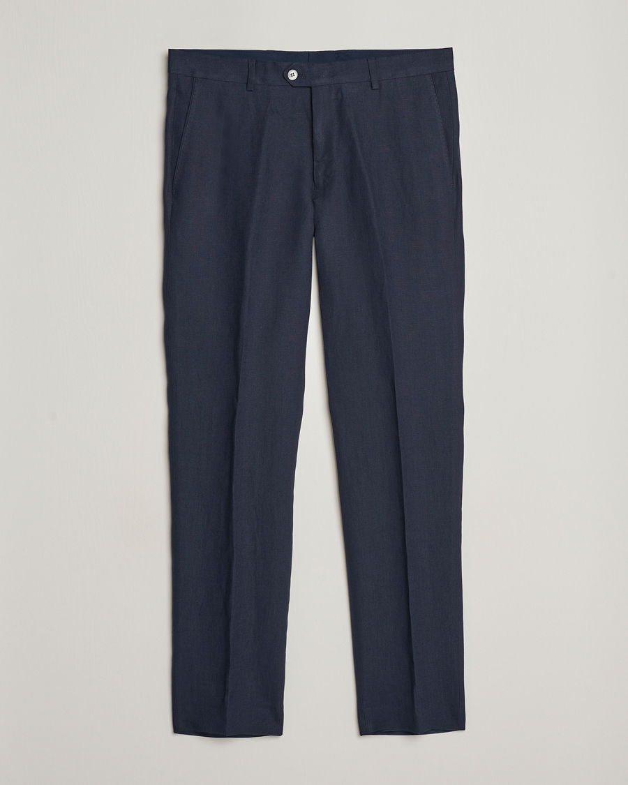 Men | Trousers | Oscar Jacobson | Denz Linen Trousers Navy