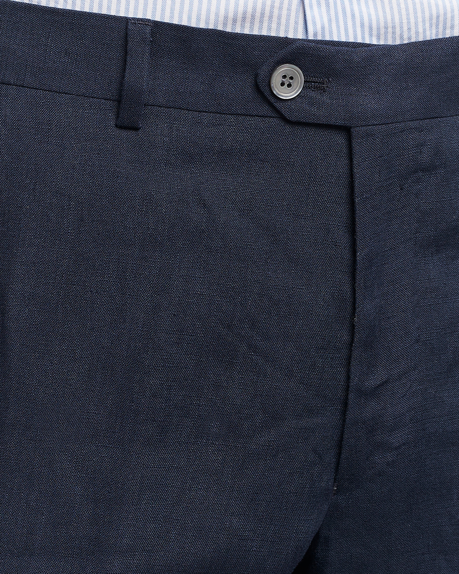 Men | Trousers | Oscar Jacobson | Denz Linen Trousers Navy
