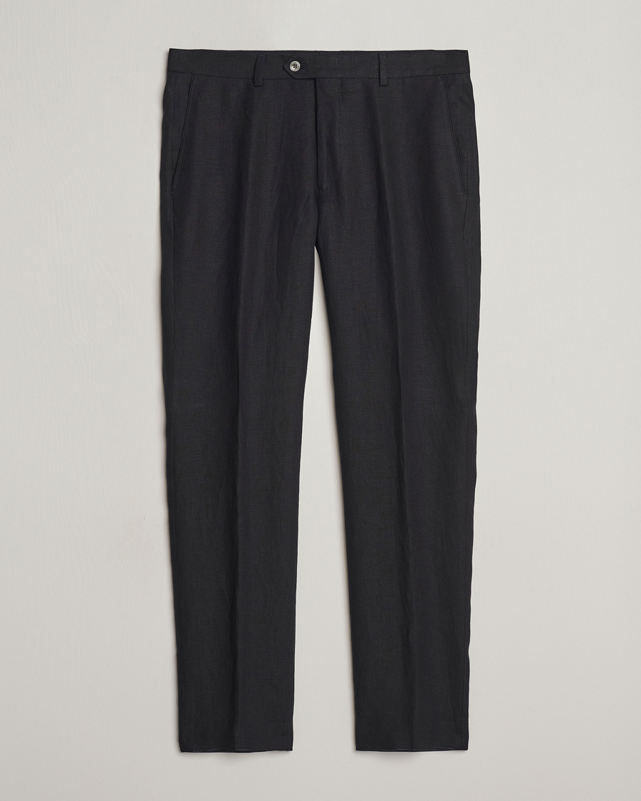 Men | Trousers | Oscar Jacobson | Denz Linen Trousers Black