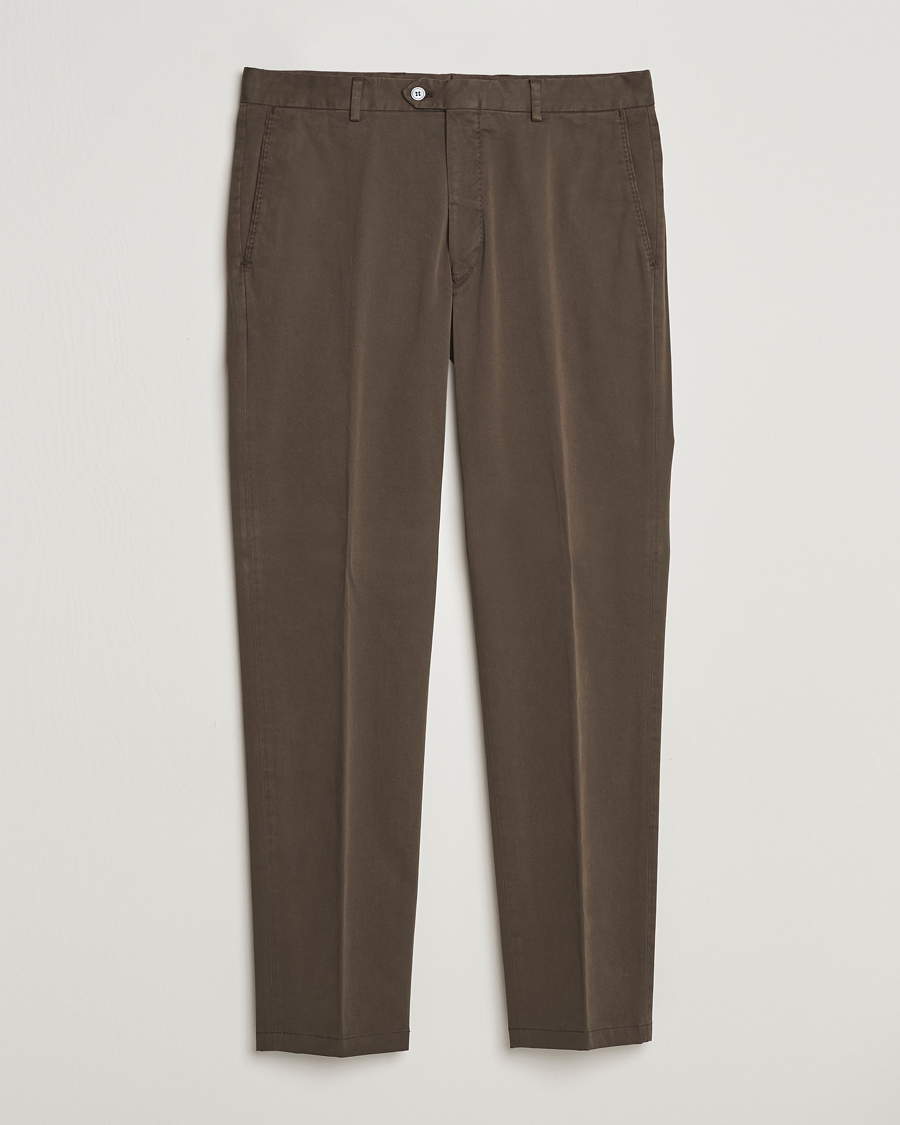 Men | Trousers | Oscar Jacobson | Denz Casual Cotton Trousers Olive