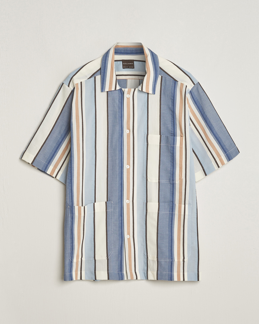 Men | Shirts | Oscar Jacobson | Hanks Short Sleeve Striped Cotton Shirt Multi