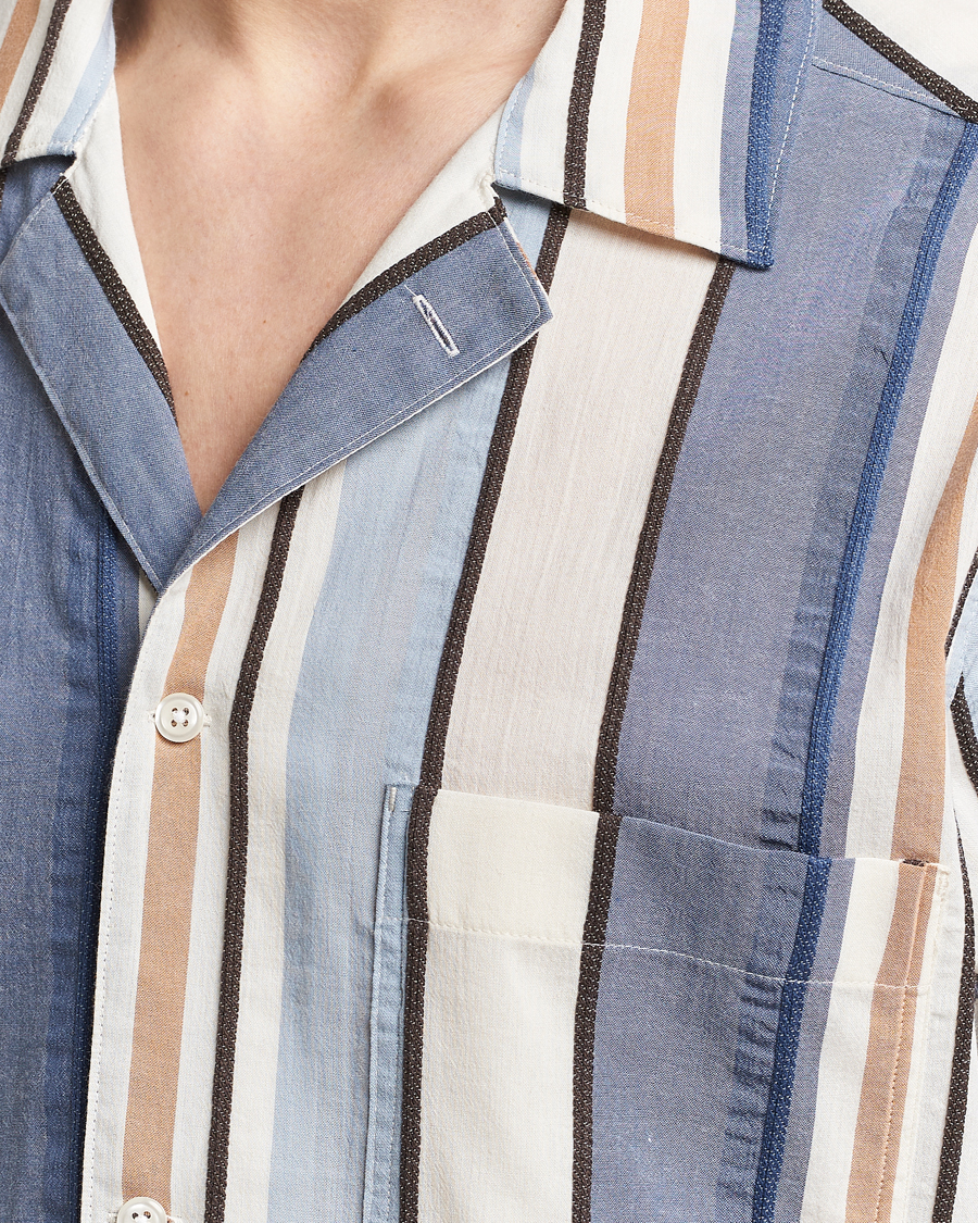Men | Shirts | Oscar Jacobson | Hanks Short Sleeve Striped Cotton Shirt Multi