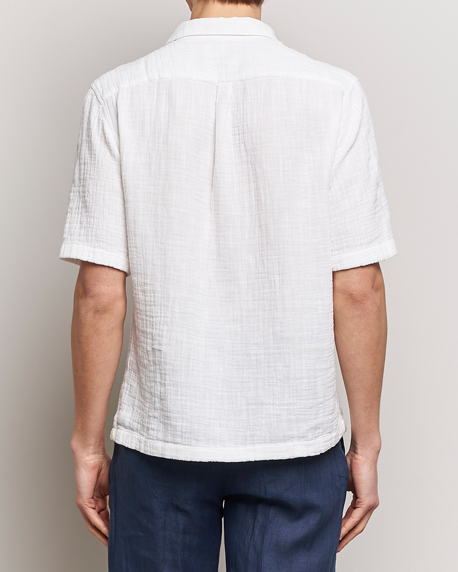 Men | Shirts | Oscar Jacobson | Short Sleeve City Crepe Cotton Shirt White