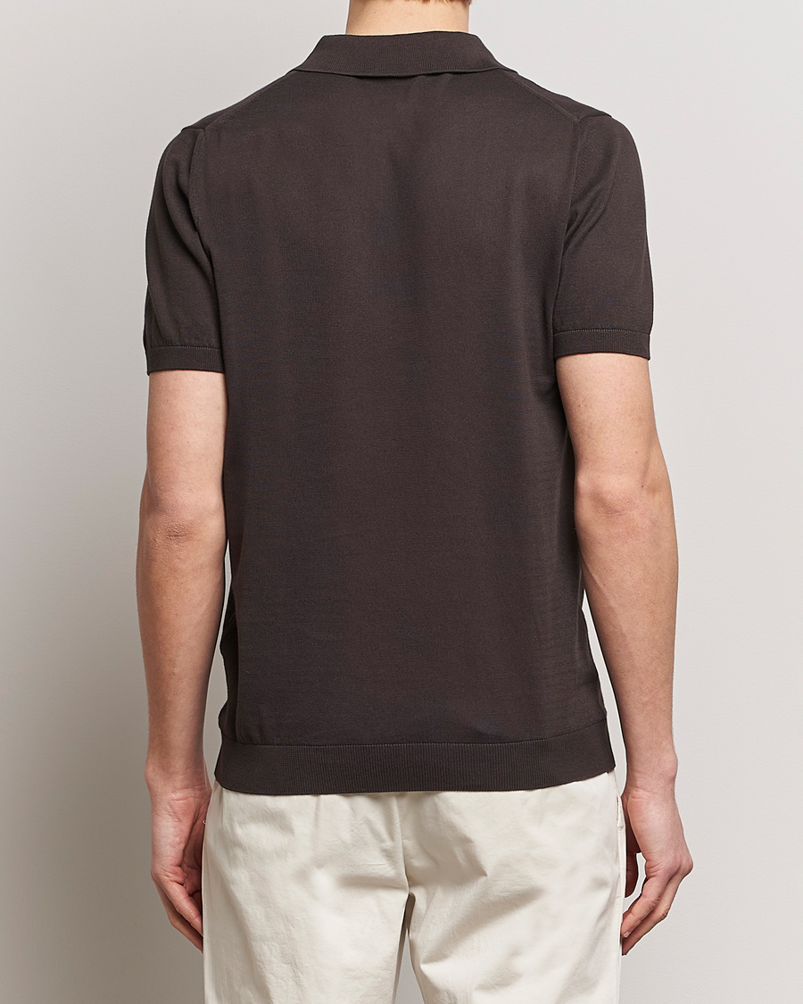 Men | Polo Shirts | Oscar Jacobson | Otto Short Sleeve Zip Polo Brown