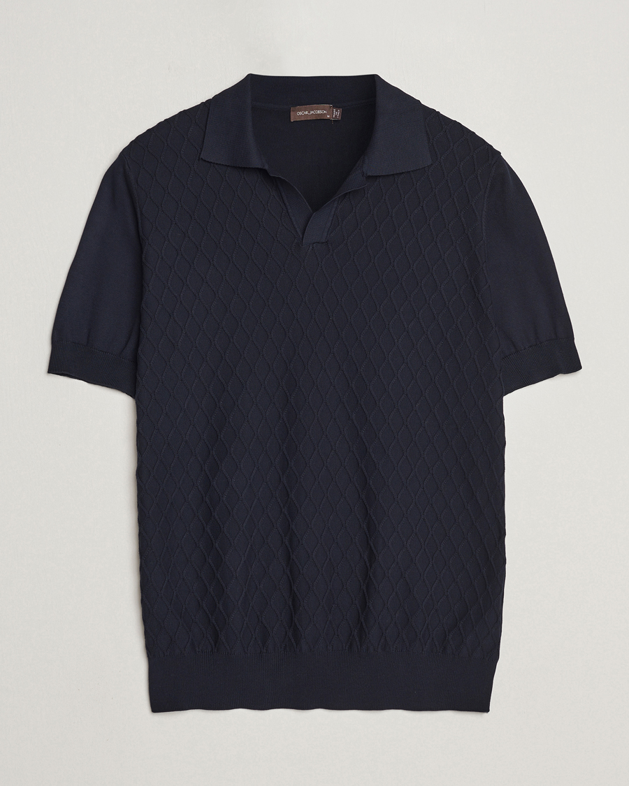 Men | Polo Shirts | Oscar Jacobson | Mirza Structured Cotton Polo Navy