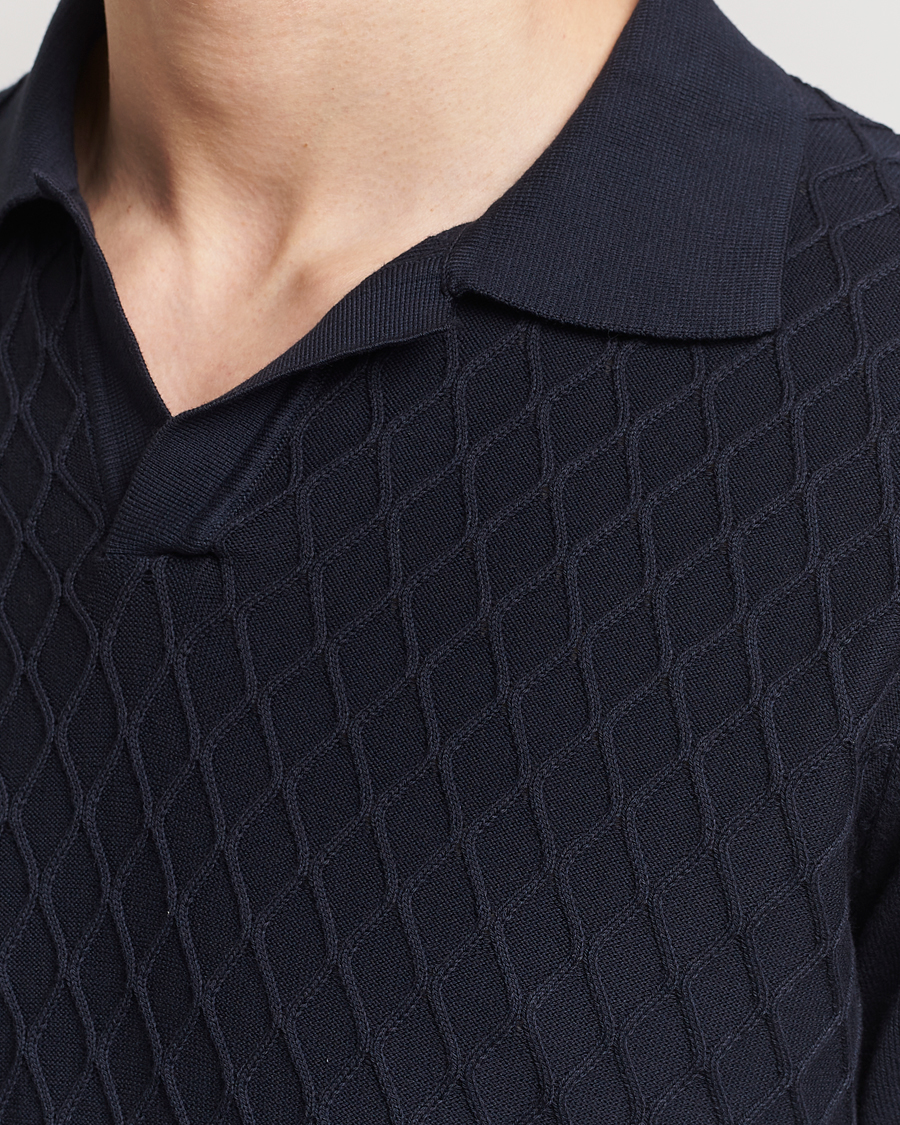 Men | Polo Shirts | Oscar Jacobson | Mirza Structured Cotton Polo Navy