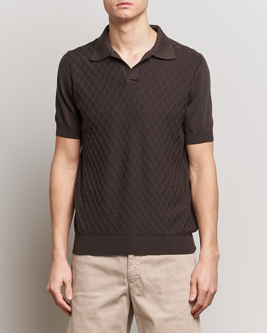 Men | Polo Shirts | Oscar Jacobson | Mirza Structured Cotton Polo Brown