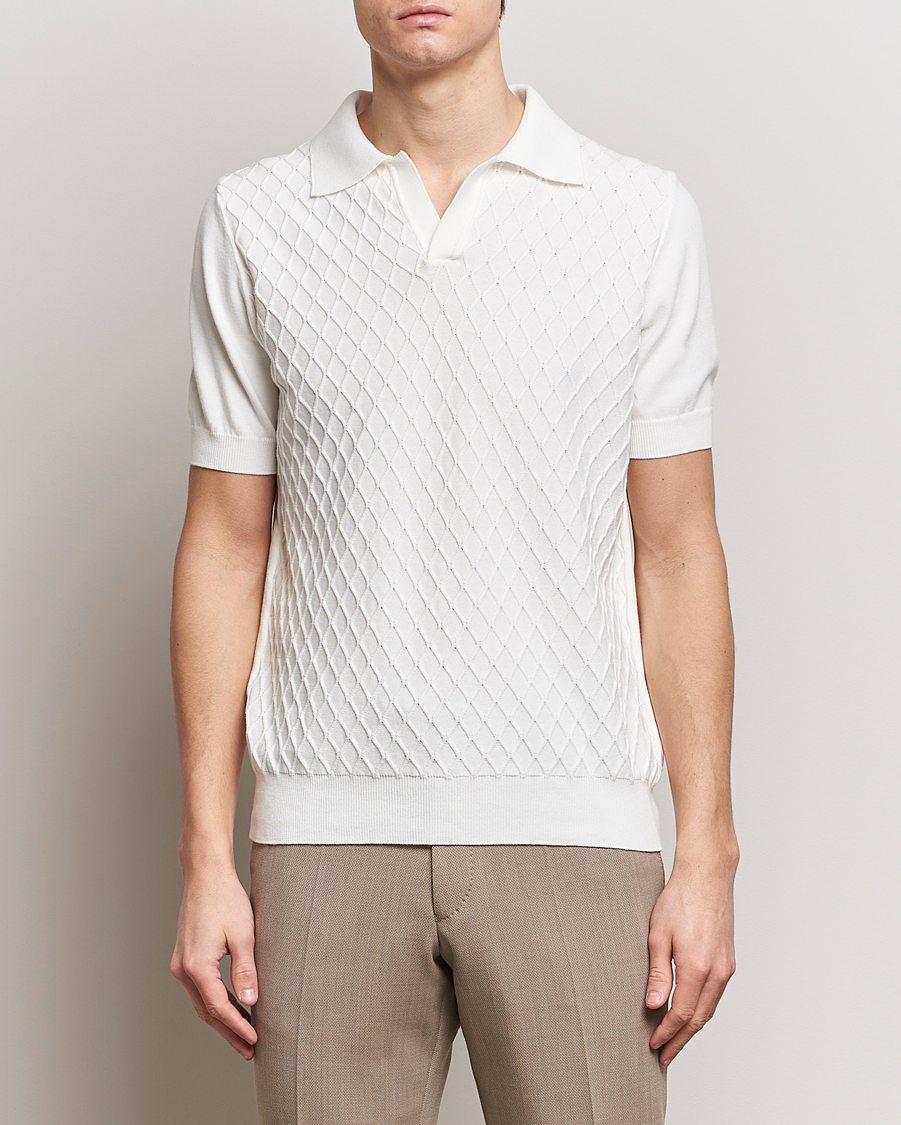 Men | Short Sleeve Polo Shirts | Oscar Jacobson | Mirza Structured Cotton Polo White