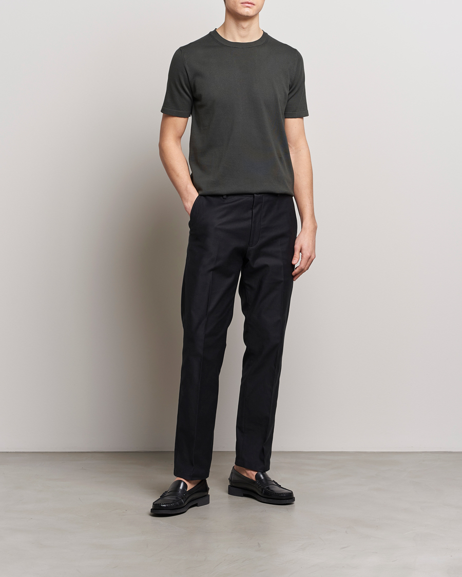Men | T-Shirts | Oscar Jacobson | Brian Knitted Cotton T-Shirt Olive
