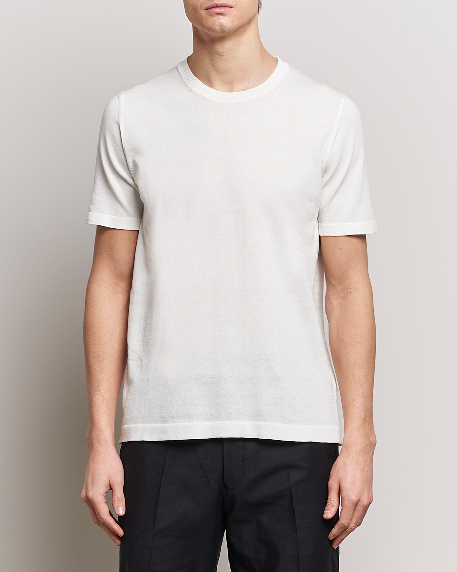 Men |  | Oscar Jacobson | Brian Knitted Cotton T-Shirt White