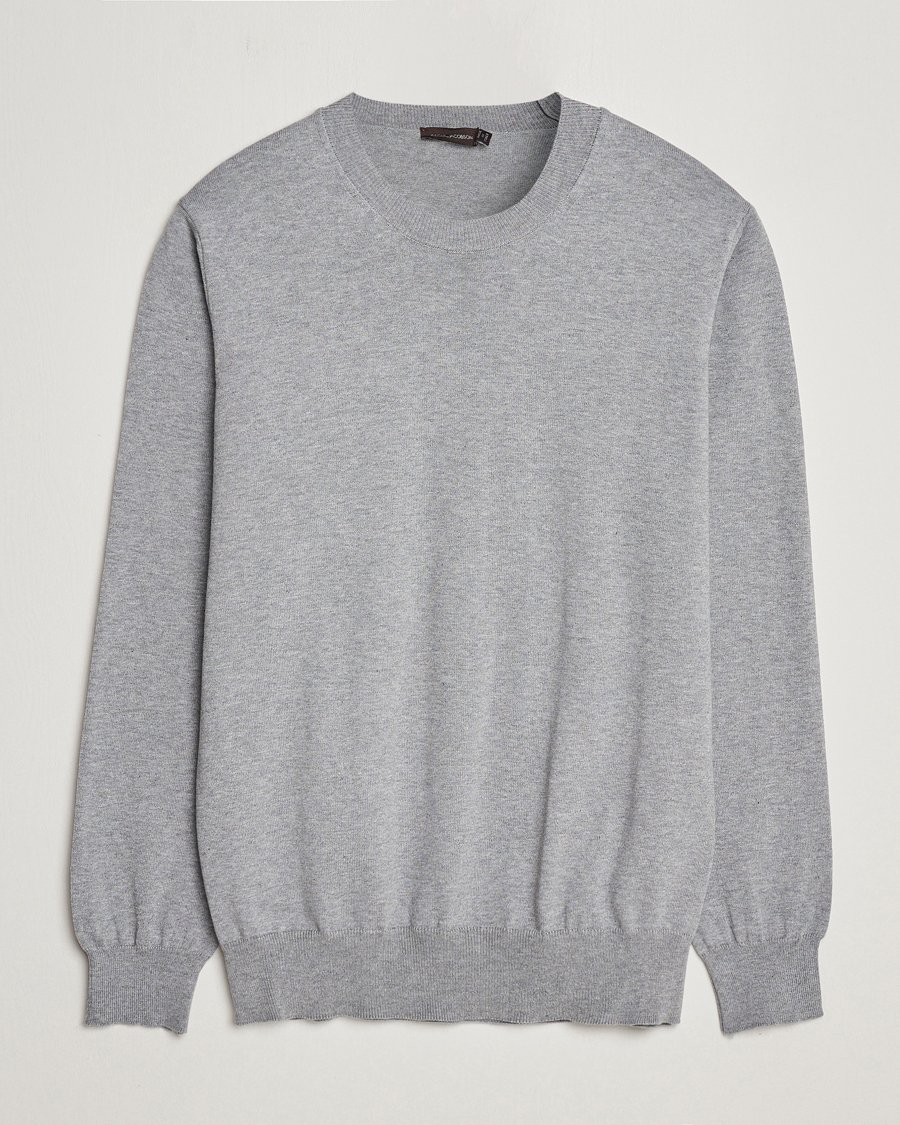 Men | Sweaters & Knitwear | Oscar Jacobson | Valdemar Cotton Crew Neck Light Grey