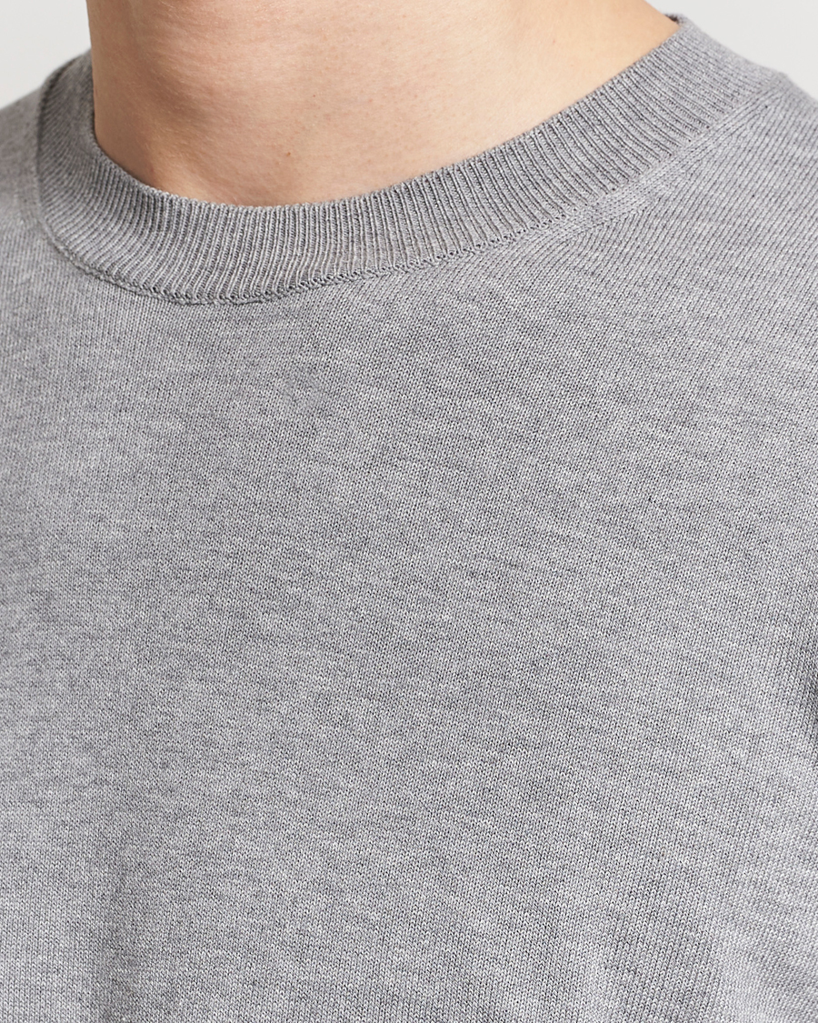 Men | Sweaters & Knitwear | Oscar Jacobson | Valdemar Cotton Crew Neck Light Grey