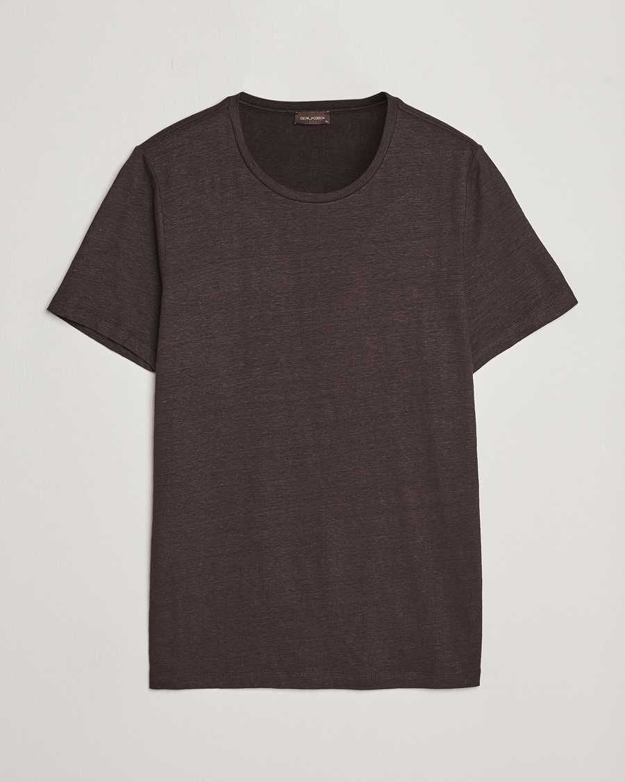 Men | T-Shirts | Oscar Jacobson | Kyran Linen T-Shirt Brown