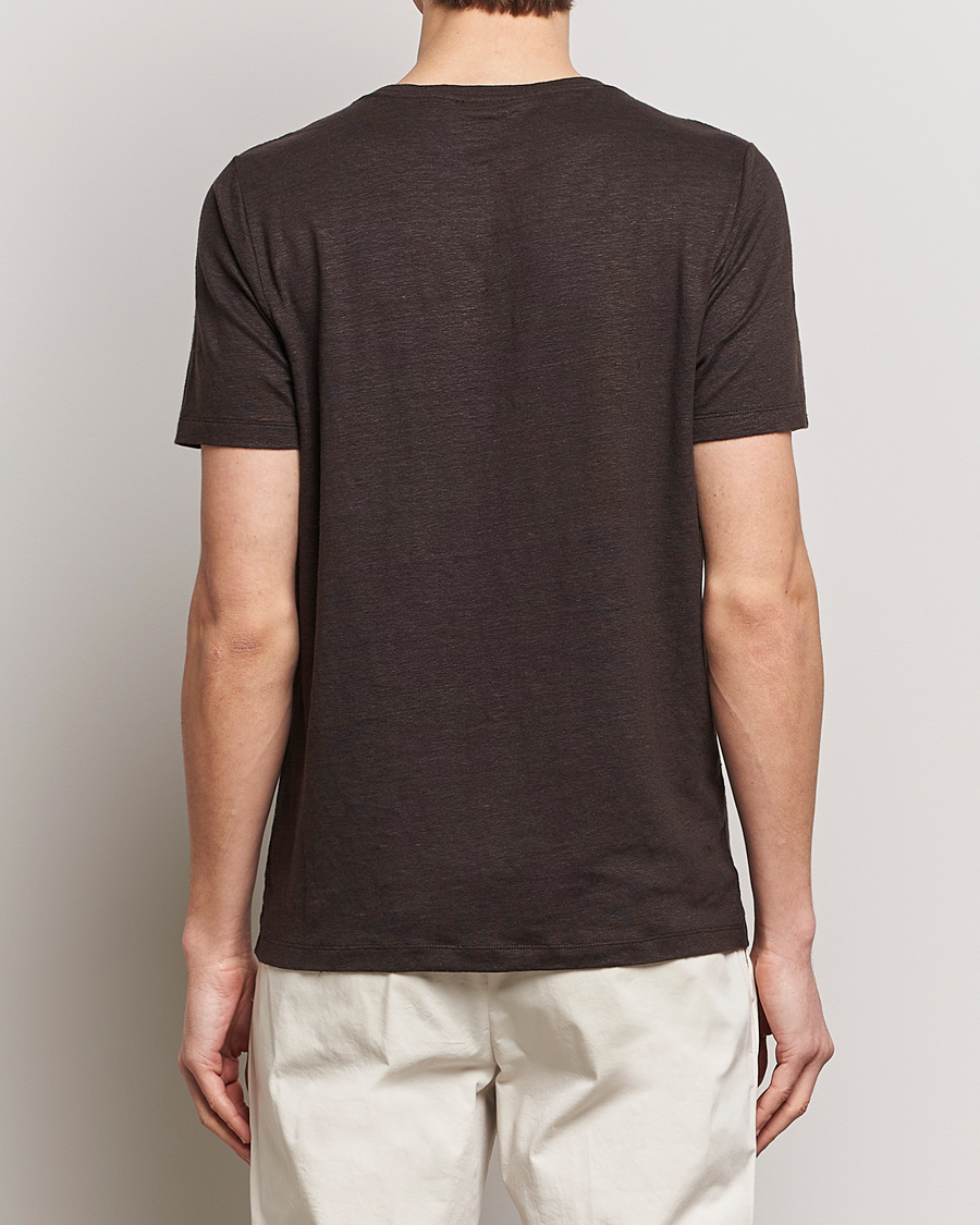 Men | T-Shirts | Oscar Jacobson | Kyran Linen T-Shirt Brown
