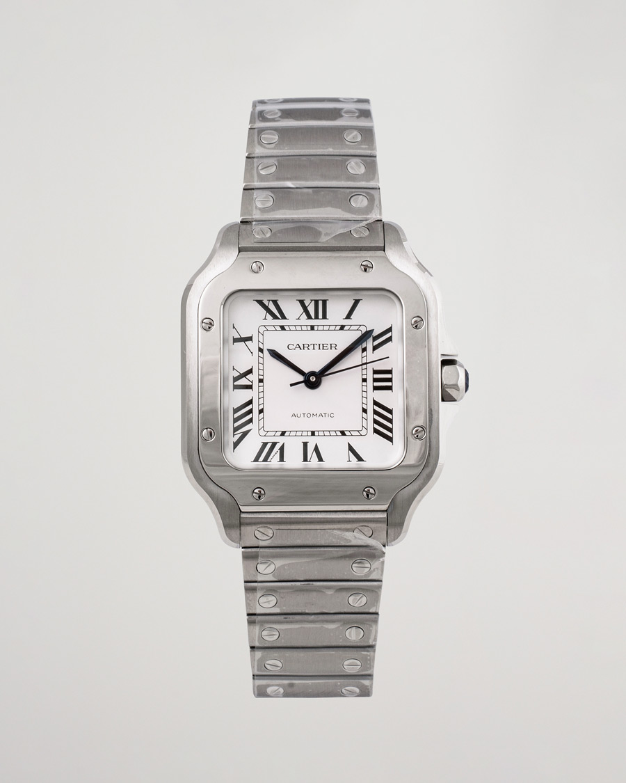 Men | Cartier Pre-Owned Santos De Cartier WSSA0029 Steel White Silver | Cartier Pre-Owned | Santos De Cartier WSSA0029 Steel White Silver