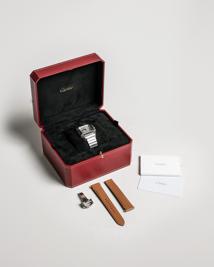 Men | Cartier Pre-Owned Santos De Cartier WSSA0029 Steel White Silver | Cartier Pre-Owned | Santos De Cartier WSSA0029 Steel White Silver