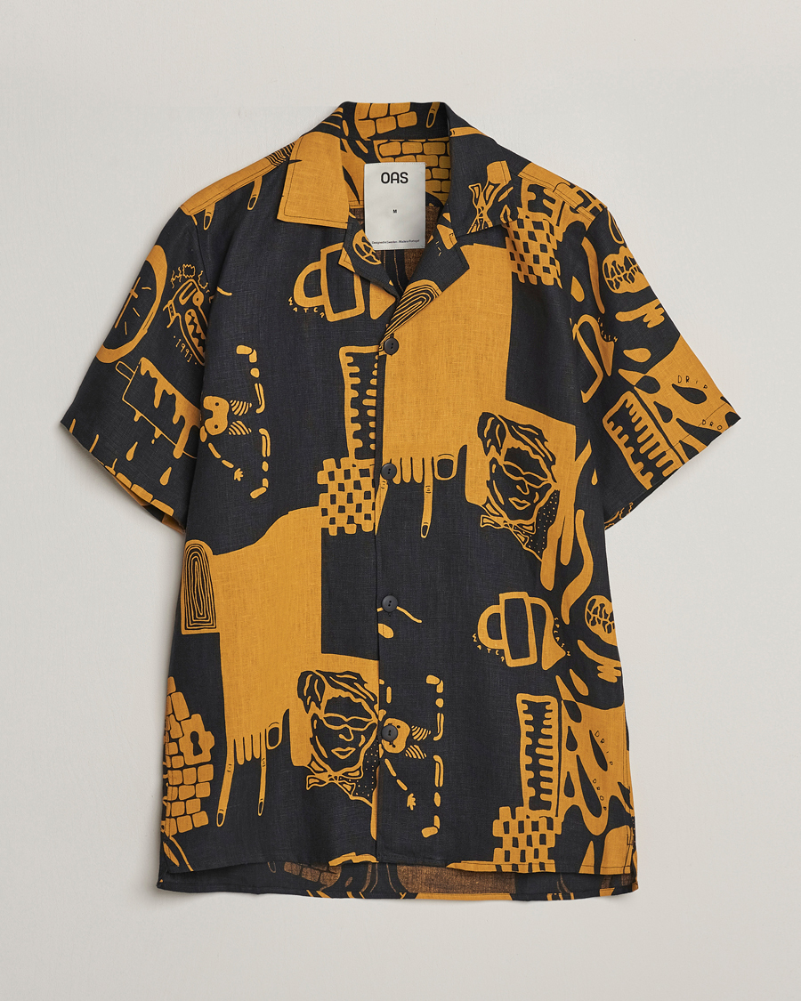 Men | Shirts | OAS | Short Sleeve Cuba Linen Shirt Krispy Night