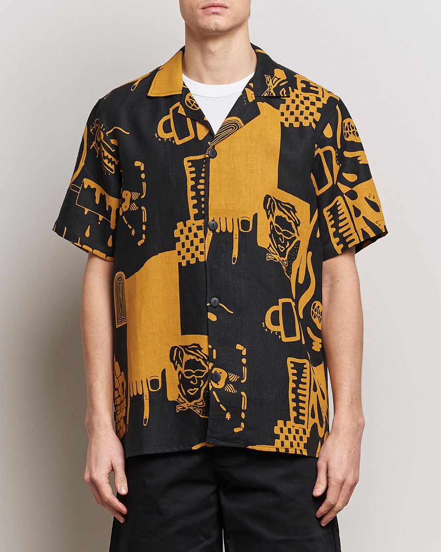 Men | Shirts | OAS | Short Sleeve Cuba Linen Shirt Krispy Night