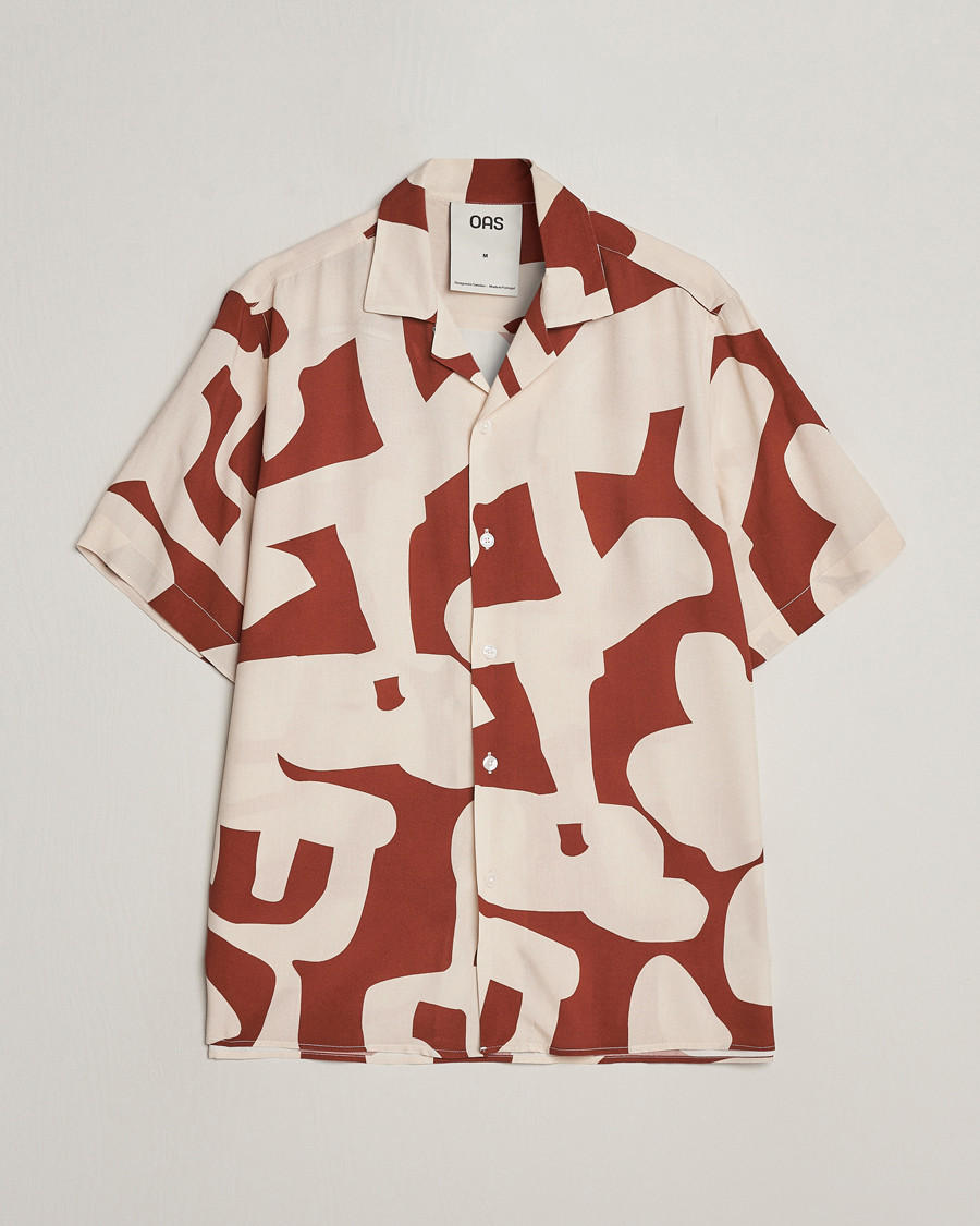 Men | Shirts | OAS | Viscose Resort Short Sleeve Shirt Russet Puzzlotec