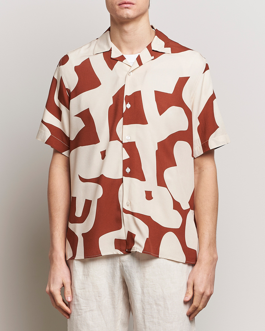 Men | OAS | OAS | Viscose Resort Short Sleeve Shirt Russet Puzzlotec