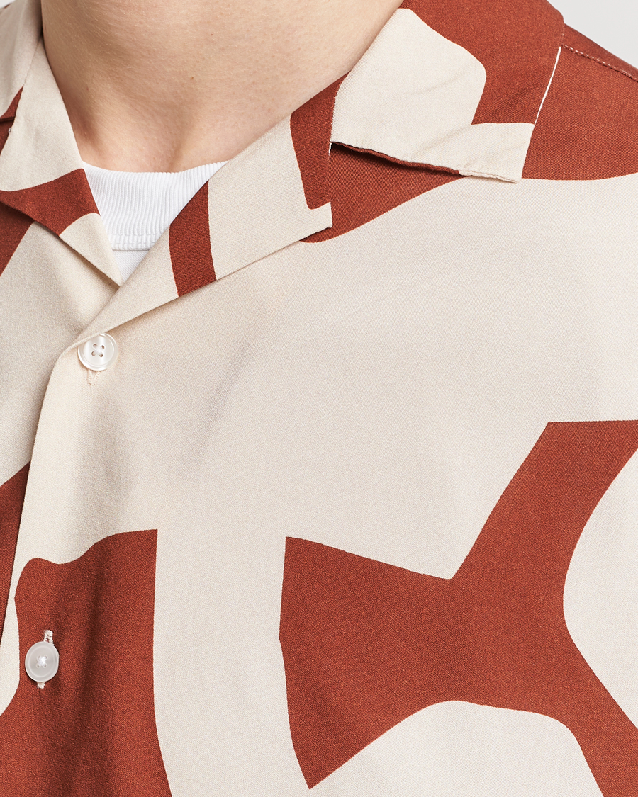 Men | Shirts | OAS | Viscose Resort Short Sleeve Shirt Russet Puzzlotec