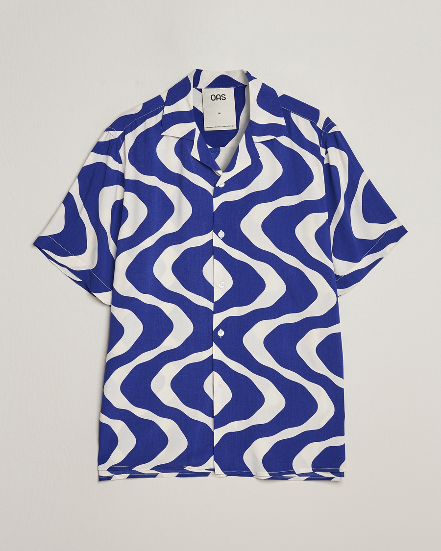 OAS Viscose Resort Short Sleeve Shirt Blue Rippling at CareOfCarl.com