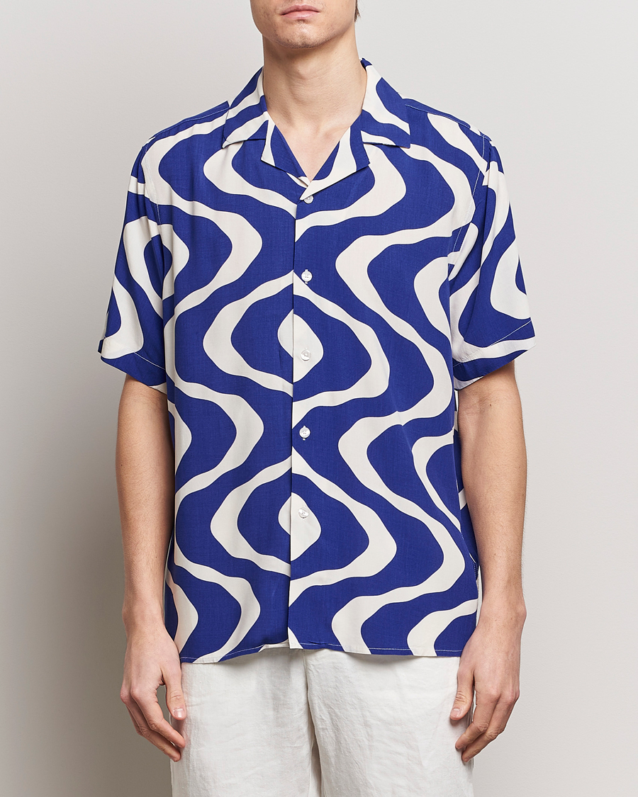 Men | Shirts | OAS | Viscose Resort Short Sleeve Shirt Blue Rippling