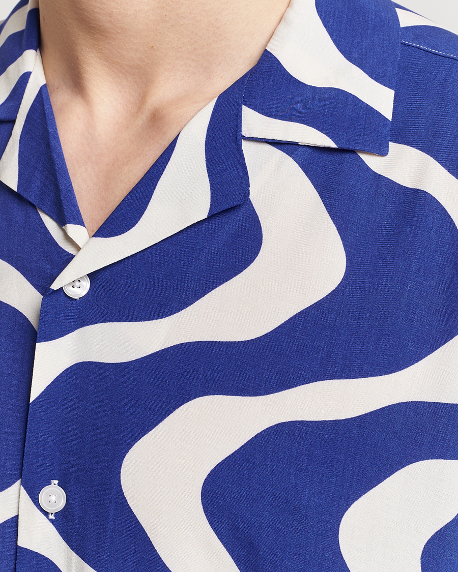 Men | Shirts | OAS | Viscose Resort Short Sleeve Shirt Blue Rippling