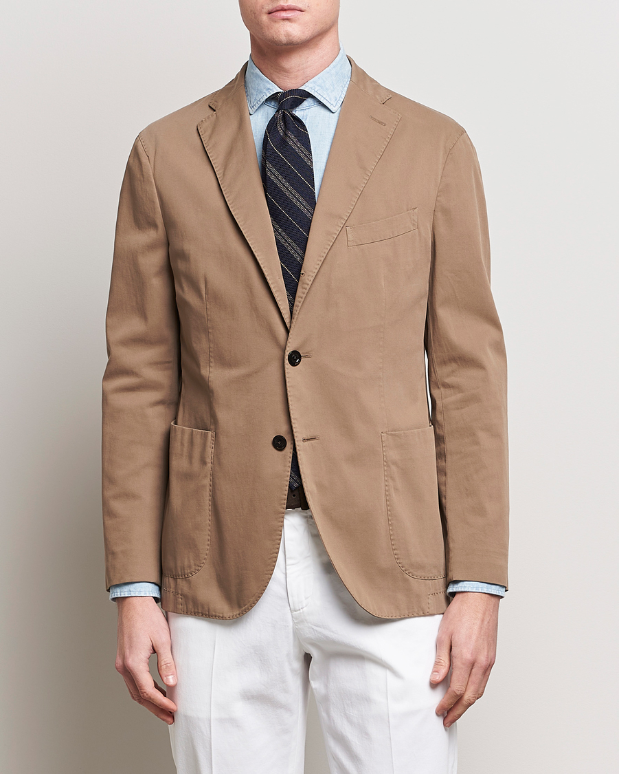 Men | Cotton Blazers | Boglioli | K Jacket Cotton Stretch Blazer Beige