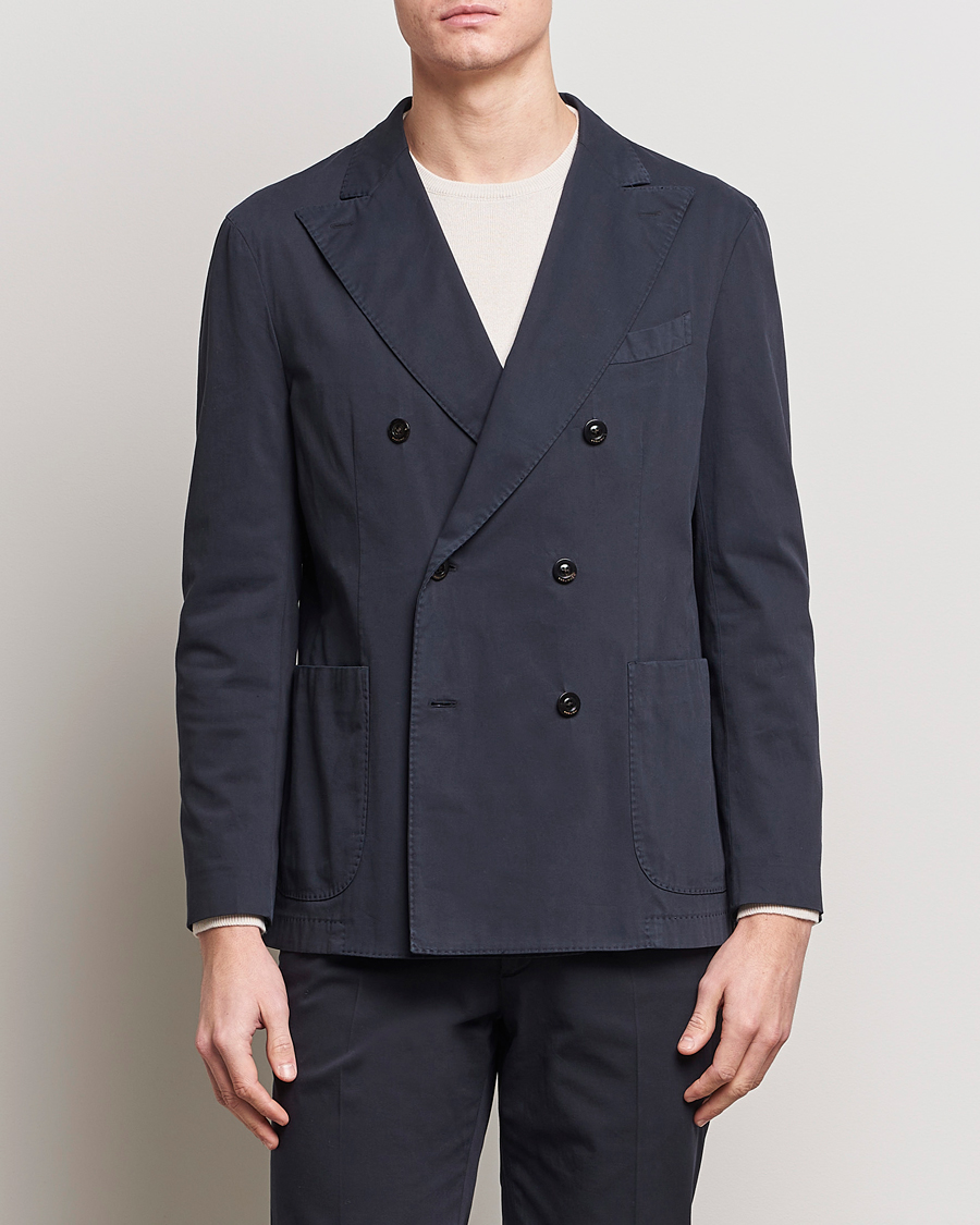 Men | Blazers | Boglioli | K Jacket Double Breasted Cotton Blazer Navy