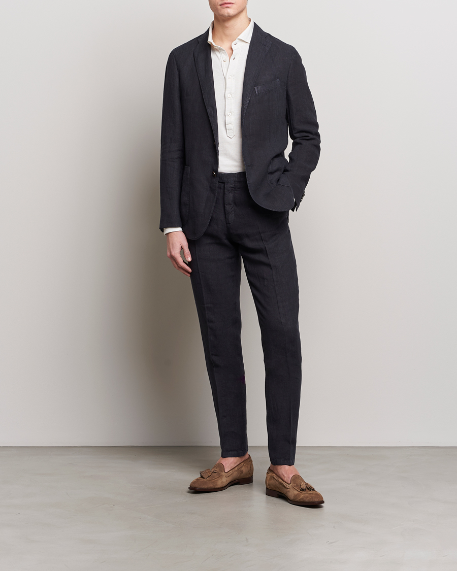 Men | Two-piece Suits | Boglioli | K Jacket Linen Suit Navy