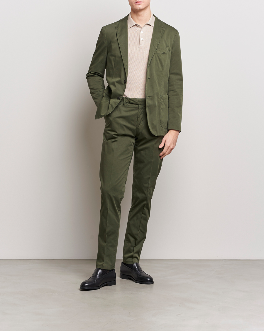 Men | Two-piece Suits | Boglioli | K Jacket Cotton Satin Suit Forest Green