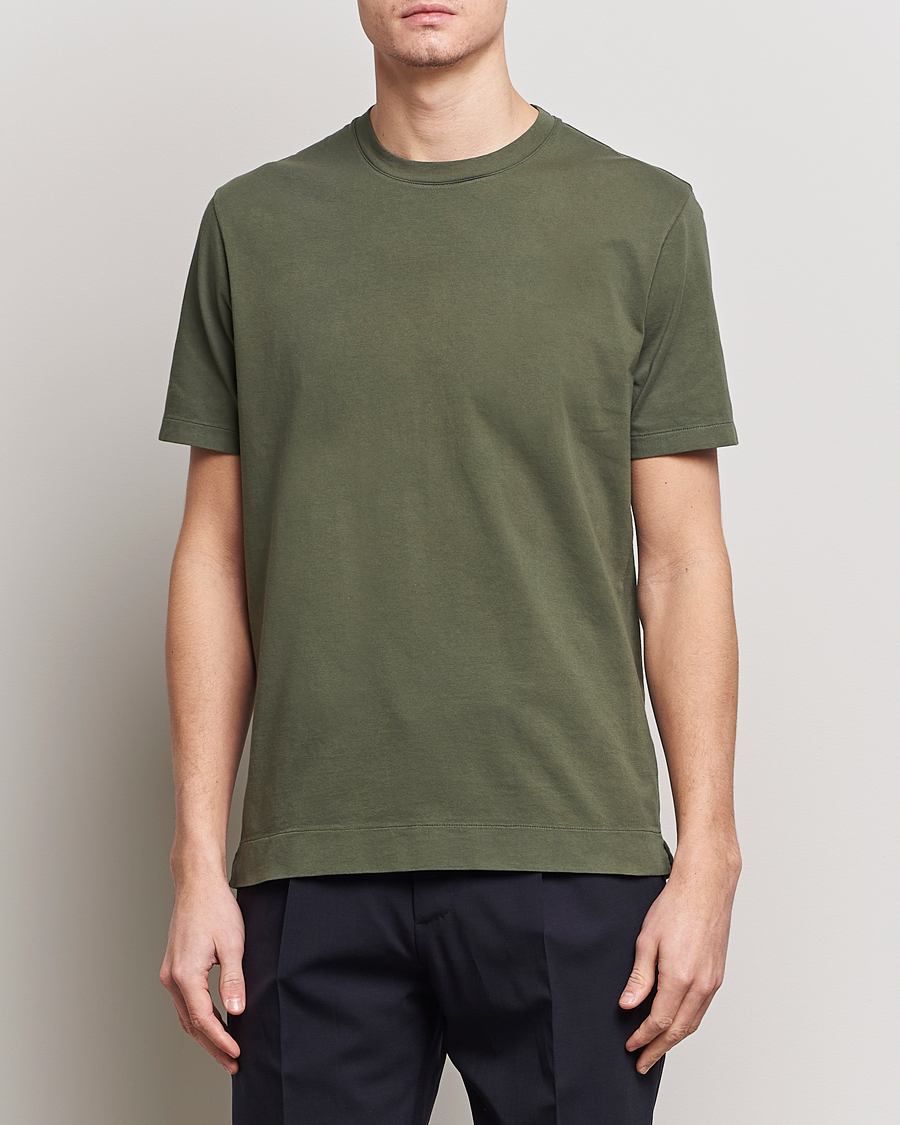 Men | Short Sleeve T-shirts | Boglioli | Garment Dyed T-Shirt Forest Green