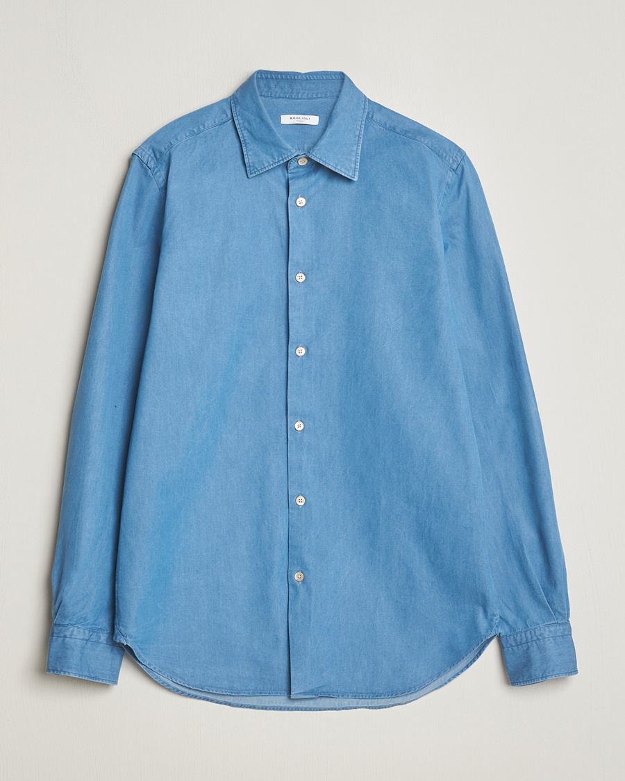 Men | Shirts | Boglioli | Slim Fit Denim Shirt Light Indigo