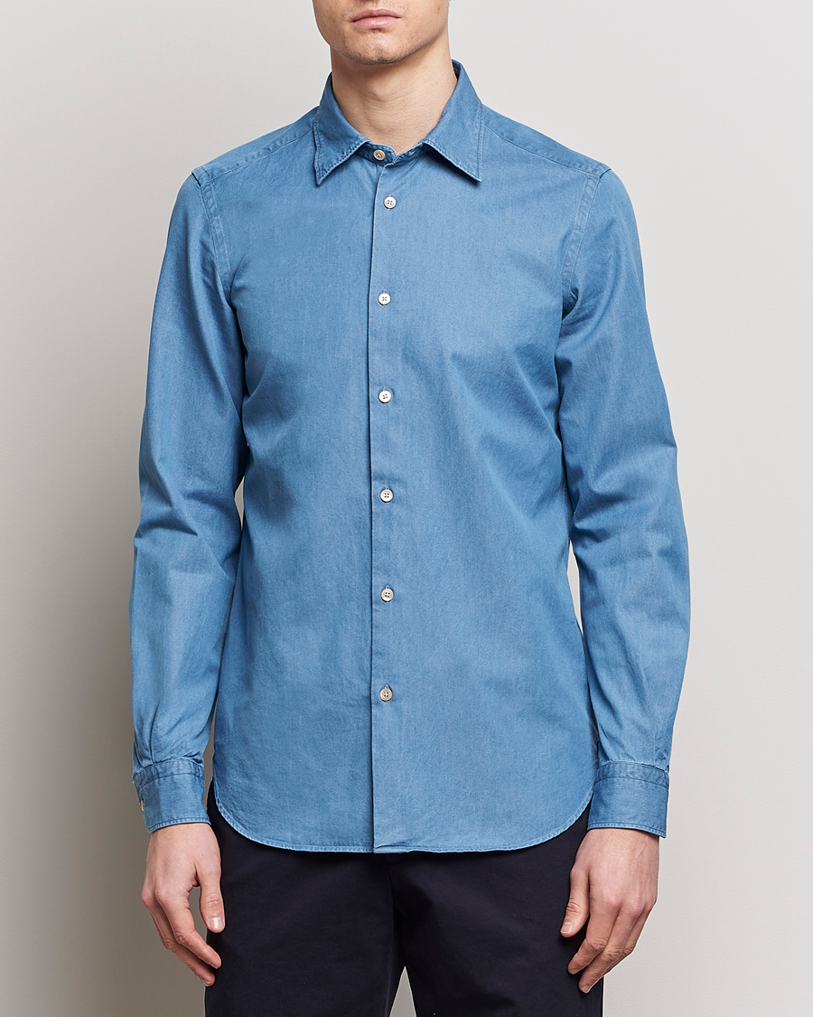 Men | Shirts | Boglioli | Slim Fit Denim Shirt Light Indigo