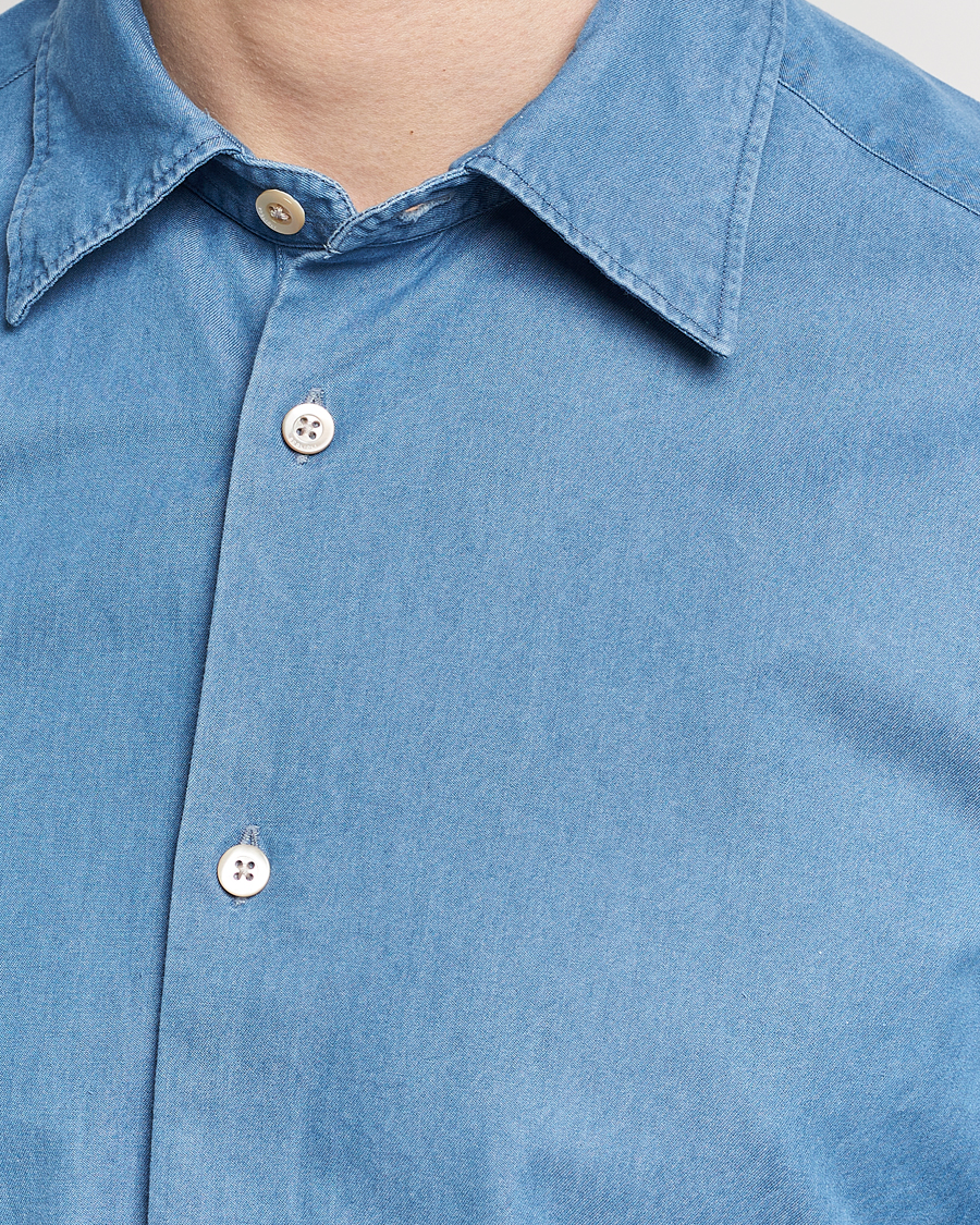 Men | Shirts | Boglioli | Slim Fit Denim Shirt Light Indigo
