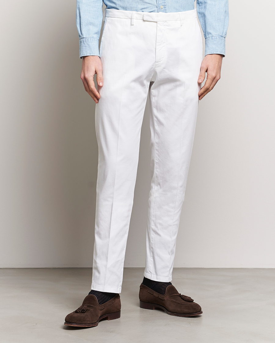 Men | Trousers | Boglioli | Cotton Stretch Chinos White