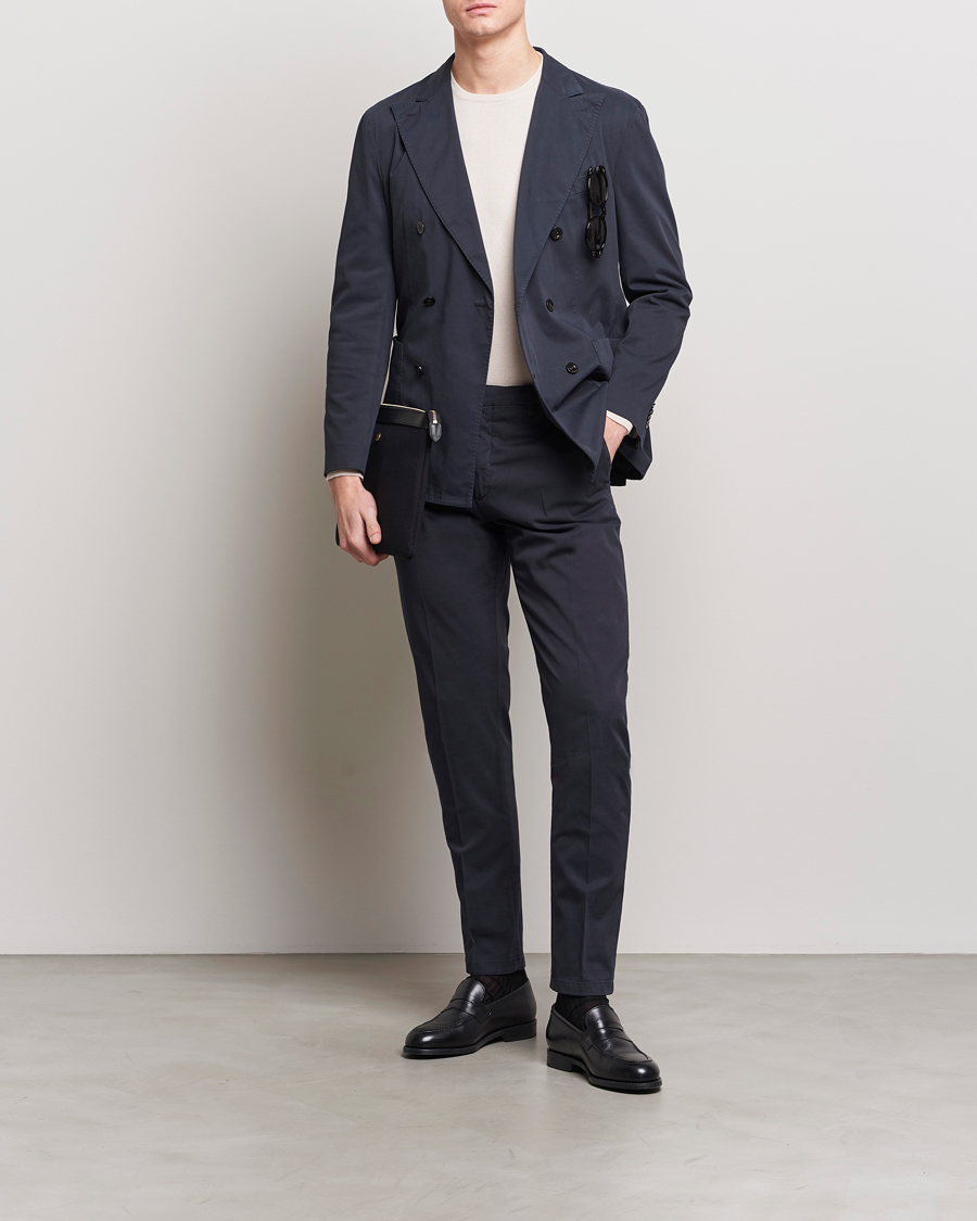 Men | Trousers | Boglioli | Cotton Stretch Chinos Navy