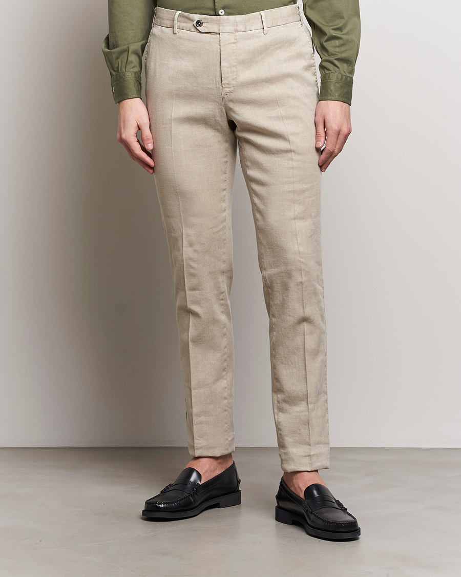 Men |  | PT01 | Slim Fit Linen Drawstring Pants Light Beige