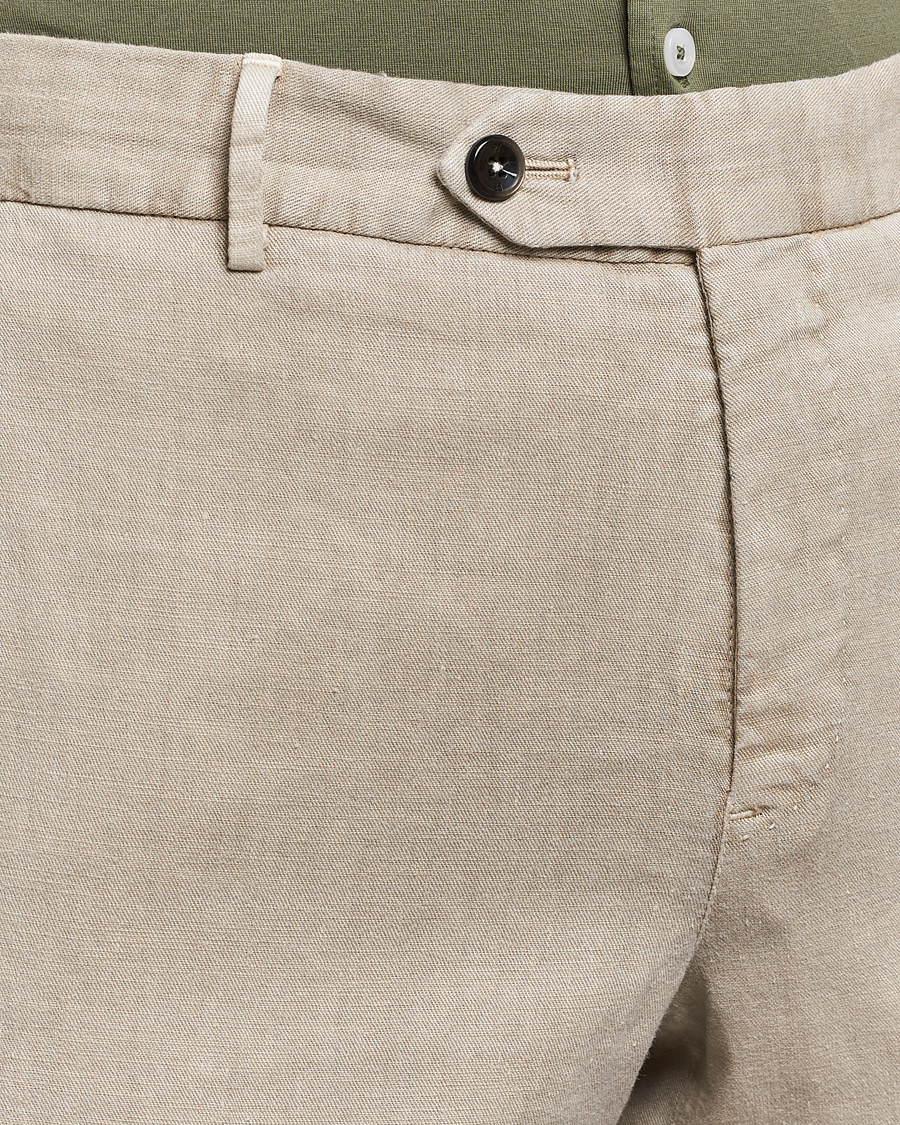 Men | Trousers | PT01 | Slim Fit Linen Drawstring Pants Light Beige