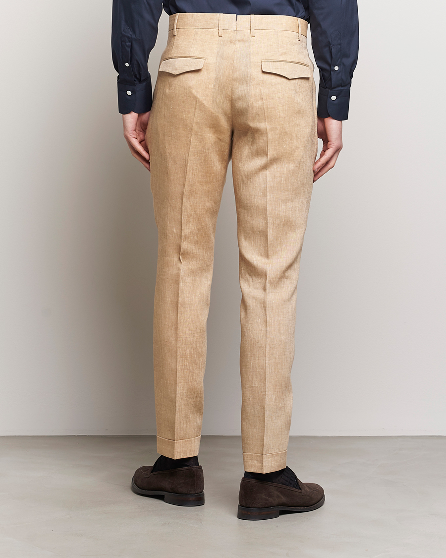 PT01 Slim Fit Pleated Linen Trousers Light Beige at CareOfCarl.com PT01 Slim Fit Pleated Linen Trousers Light Beige at CareOfCarl.com
