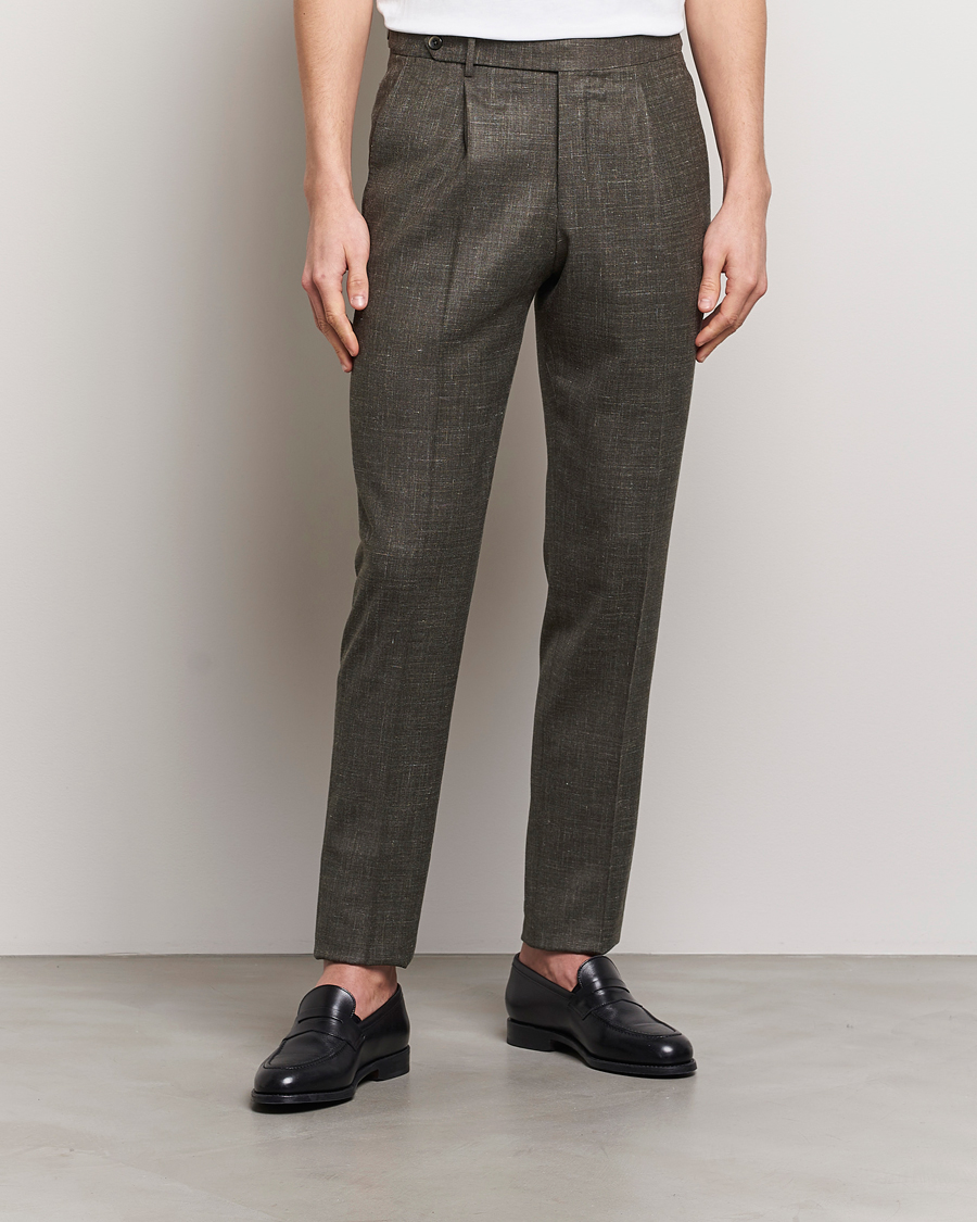 Men | PT01 | PT01 | Gentleman Fit Wool/Silk Trousers Dark Brown