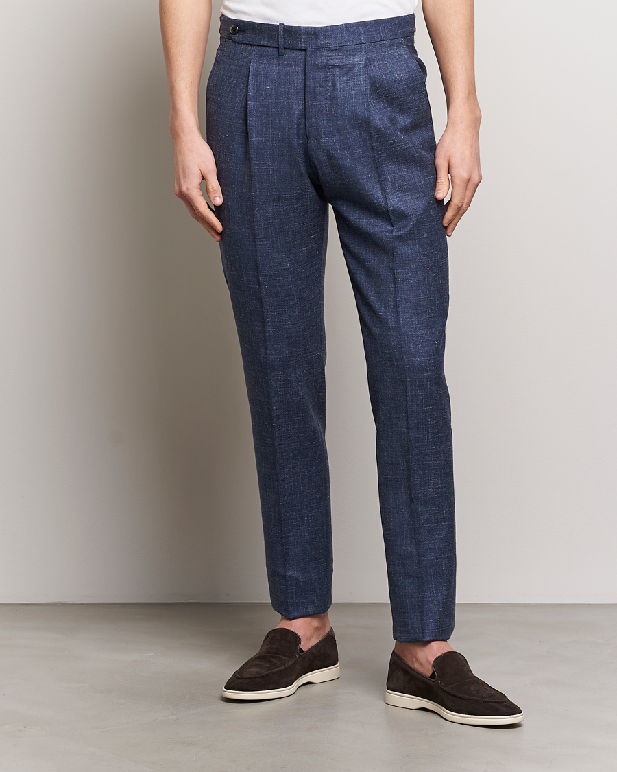 Men | Trousers | PT01 | Gentleman Fit Wool/Silk Trousers Navy
