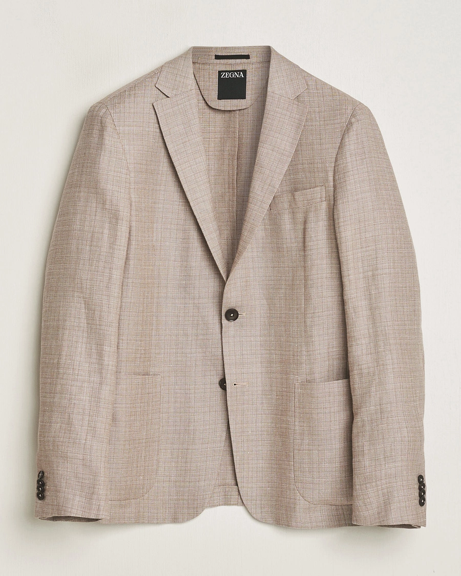 Men | Blazers | Zegna | Unconstructed Linen Blend Blazer Brown