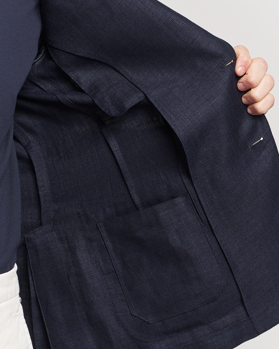 Men | Blazers | Zegna | Unconstructed Linen Blend Blazer Navy