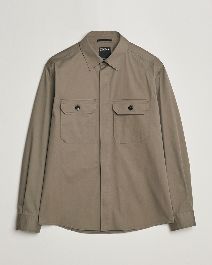 Men | Shirts | Zegna | Premium Cotton Overshirt Olive